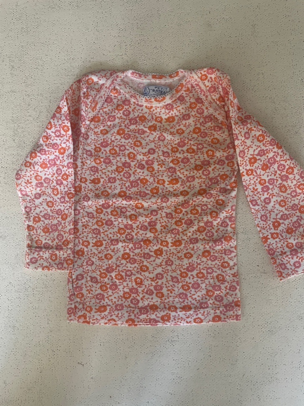 Petit Bateau Pink & Orange Floral Long-Sleeve Tee Shirt